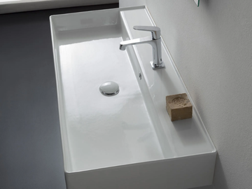 TEOREMA 2.0 - Wall-mounted rectangular ceramic washbasin by Scarabeo Ceramiche - view 2